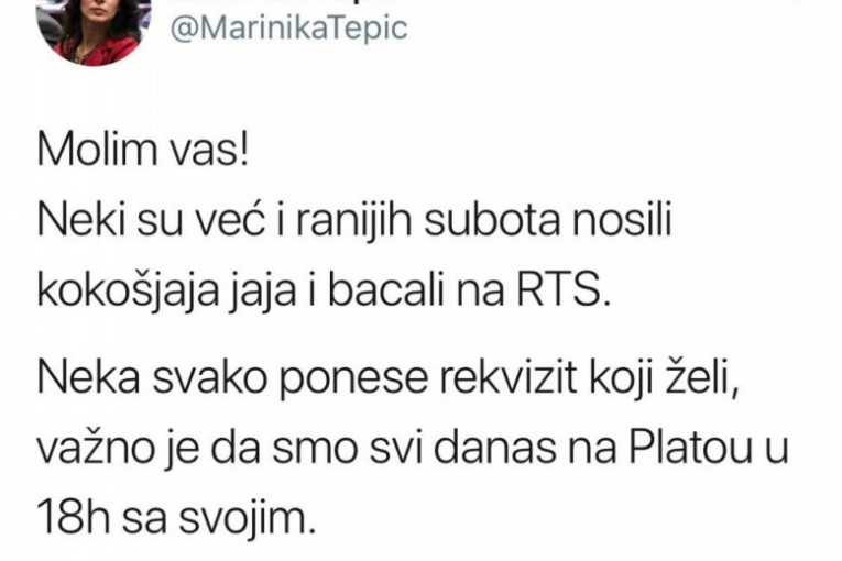 Strašno: Ovako Marinika Tepić poziva na uništavanje Beograda večeras!