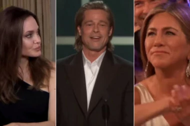 (VIDEO) Pljunuo po drugom braku: Bred Pit ismevao Anđelinu Džoli, Dženifer Aniston se smejala i aplaudirala bivšem!