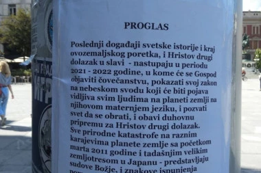 (FOTO) BEOGRADSKI "PROROK" NAJAVLJUJE DRUGI DOLAZAK HRISTA: Bizaran proglas osvanuo u centru prestonice