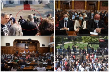 (FOTO, VIDEO) POSLANICI POLOŽILI ZAKLETVU! Ovo događaji su obeležili konstitutivnu sednicu Skupštine: Nogisti i Đilasovci napravili haos ispred parlamenta