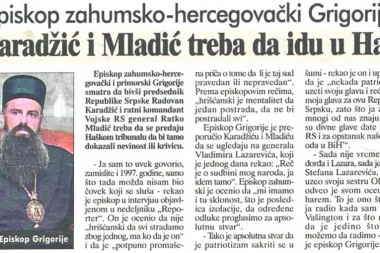 ŠOK NAD ŠOKOVIMA: Grigorije je nekad pozivao na predaju Mladića i Karadžića!