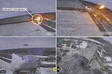 SNIMAK UNIŠTENJA RUSKOG BACAČA RAKETA: Dron se zabija u ruski raketni sistem (VIDEO)