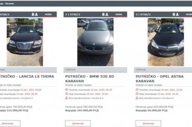 ODUZETA VOZILA NA DOBOŠU: Carinarnice organizuju e-licitaciju, najjeftiniji auto 150 evra, najskuplji BMW sa početnom cenom milion dinara!