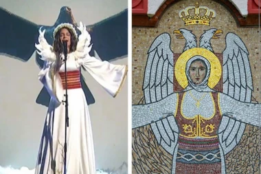 Ideju za nastup pronašla u svetinji pored Kosjerića! Breskvica kao Majka Srbija, napravila kostim po freski iz crkve! (FOTO)