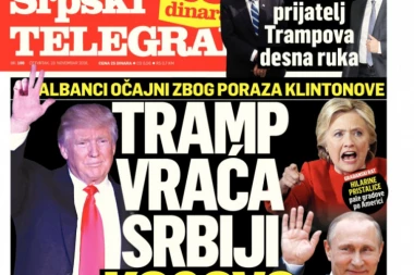 DAČIĆ POKAZAO TRAMPU NASLOVNU STRANU SRPSKOG TELEGRAFA