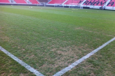 (FOTO) Očajan teren u Slovačkoj čeka Zvezdu: Fudbaleri odradili trening u Trnavi