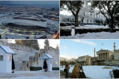 (FOTO, VIDEO) U Grčkoj debeli minus: Sneg pao tamo gde nikad ne pada!