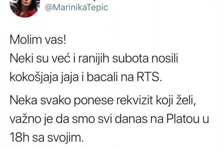 Strašno: Ovako Marinika Tepić poziva na uništavanje Beograda večeras!