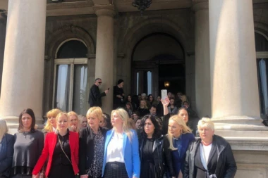 (VIDEO) Žene napravile živi zid ispred Skupštine zbog siledžija SZS