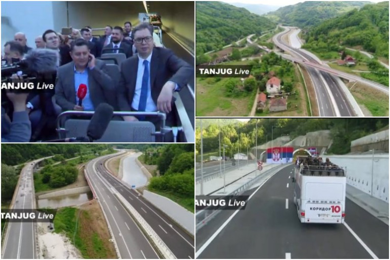(FOTO) Predsednik prvi testirao auto-put: Vučić se provozao Koridorom 10 kroz Grdeličku klisuru
