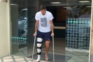 (VIDEO) Veliki talenat koga su slomile povrede: Argentinac na štakama napustio bolnicu, da li ćemo ponovo na terenu gledati "dobroćudnog diva"?