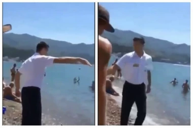 (VIDEO) KLASIČNI KLOŠAR! Crnogorski konobar bahato tera ljude sa plaže: Alo, miči se, alo izlazi iz vode