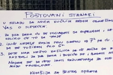 Za dva dana ću se svađati sa ženom! Urnebesna poruka koju je jedan Beograđanin ostavio komšijama