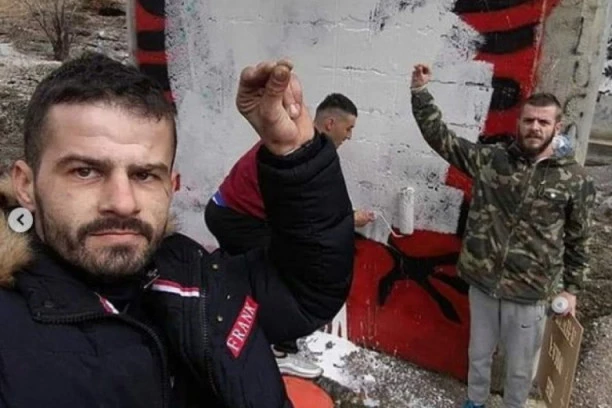 (FOTO) NIJE OVO ALBANIJA, VEĆ SRPSKA CRNA GORA: Srbi u Podgorici prekrečili grafit sa albanskim grbom!