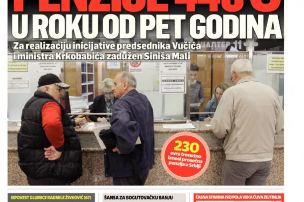 Prosečne penzije 440 evra- plan države do kraja 2025.