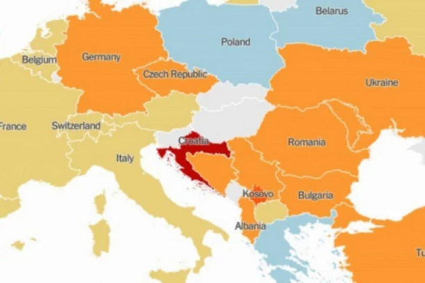Mapa Njujork Tajmsa: Hrvatska jedina crvena u regionu, evo gdje je Crna Gora