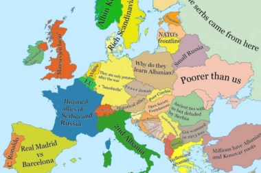 (FOTO) SRBI NACISTI I RATNI ZLOČINCI, HRVATI BRAĆA, ITALIJA DRUGA ALBANIJA - pojavila se SRAMNA MAPA EVROPE IZ UGLA ŠIPTARA