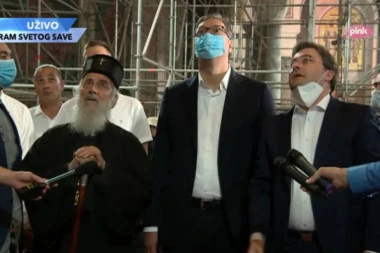 (VIDEO) Vučić obišao radove u Hramu Svetog Save: Hvala Putinu i Gaspromu na donaciji od 10 i po miliona evra