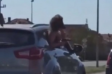 (VIDEO) SVADBA U FUTOGU POSLE KORONE: Izašla kroz prozor džipa, pa uperila pištolj u svatove!