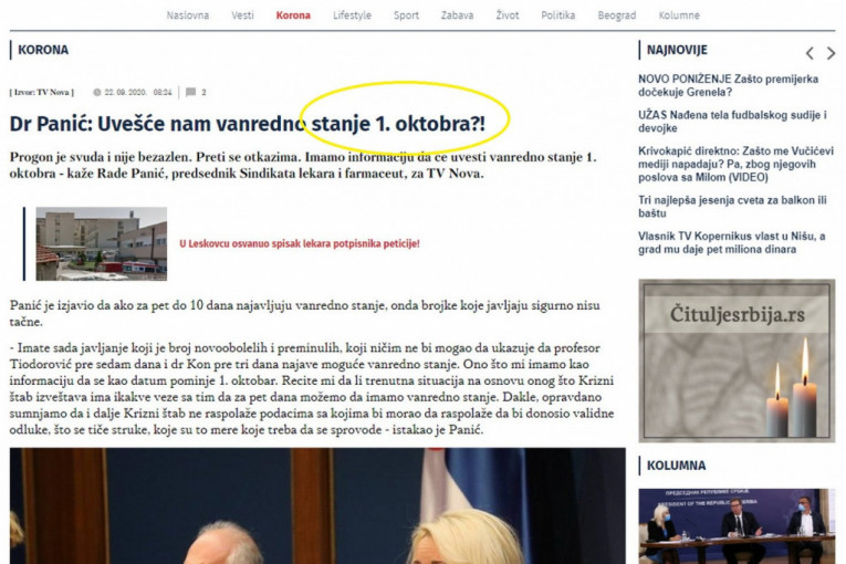 OBJAVE KAO PO KOMANDI - DIREKTNO (Đilasov portal)