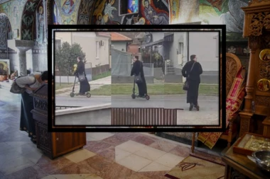 CELA SRBIJA BRUJI O OVOM SNIMKU! Pop na trotinetu obilazi vernike