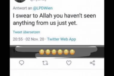 ISLAMISTA POSLAO JEZIVU PORUKU BEČKOJ POLICIJI: Kunem se Alahom, ovo je tek početak!