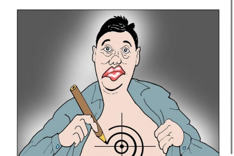 (FOTO) Đilasov karikaturista u Đilasovim novinama poručuje: Vučiću, kad te ubiju, mi ćemo reći da si sam kriv!