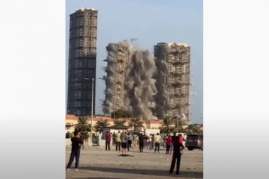 (VIDEO) DA NE POVERUJEŠ OČIMA! Četiri kule u Abu Dabiju srušene kao da su od kartona, za 10 sekundi postale pepeo i prah!
