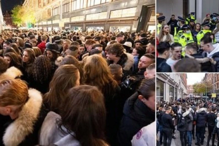 (FOTO) ŠOK SCENE U LONDONU! Stampedo ispred robne kuće "Harods": Mladi prekšili mere i pokušali da uđu u radnje, policija reagovala
