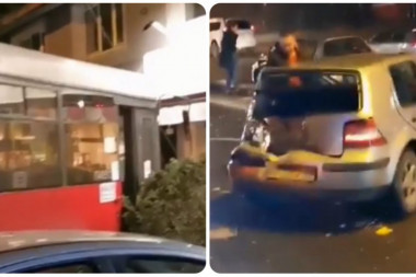 (VIDEO) SAOBRAĆAJKA NA BULEVARU: Sudar autobusa i automobila - ima povređenih!