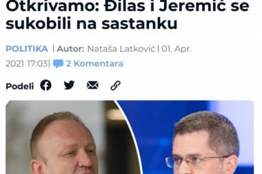 Đilasov portal saopštio: JEREMIĆ I ĐILAS SU U SUKOBU!