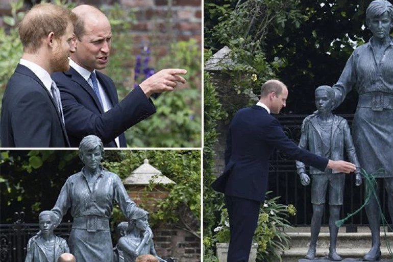 OD MEGAN NI TRAGA NI GLASA! Hari nikad bliskiji s princom Vilijamom na ceremoniji otkrivanja spomenika majci, ali ga je SUPRUGA OSTAVILA NA CEDILU!
