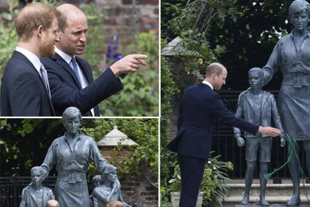 OD MEGAN NI TRAGA NI GLASA! Hari nikad bliskiji s princom Vilijamom na ceremoniji otkrivanja spomenika majci, ali ga je SUPRUGA OSTAVILA NA CEDILU!