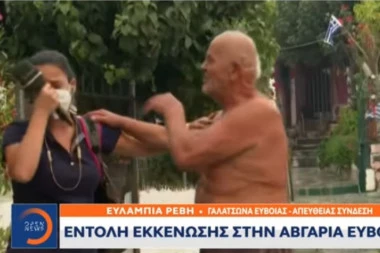 NOVINARKA USRED JAVLJANJA UŽIVO ZARIDALA ZBOG GRČKE! Starac koji je odbijao da se evakuiše uprkos vatri, potpuno je slomio!