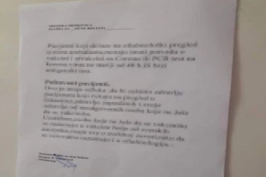 SRPSKI DOKTOR OBAVEŠTENJEM NA VRATIMA LEKARSKE ORDINACIJE IZAZVAO BROJNE REAKCIJE: Ne želi da pregleda nevakcinisane (FOTO)