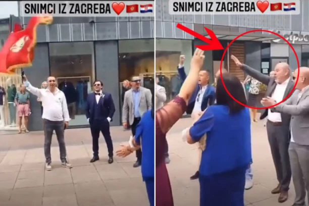 MEĐUNARODNI SKANDAL! Crnogorci u centru Zagreba salutiraju HITLEROVIM POZDRAVOM (VIDEO)