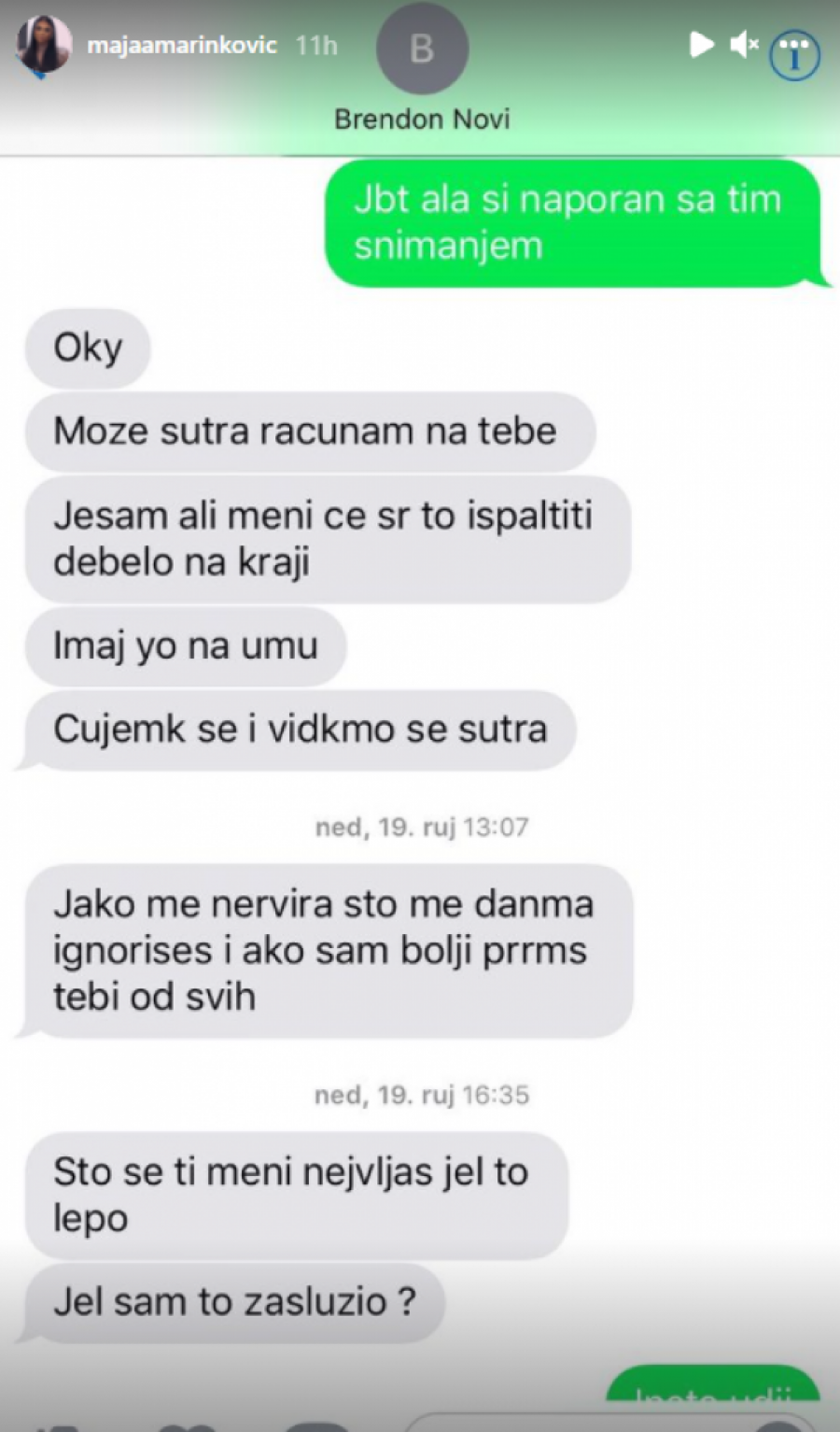 Maja Marinković iznela poruke sa Brendonom