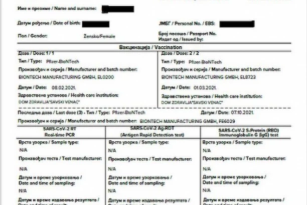 VEOMA VAŽNO OBAVEŠTENJE: Testovi koji nisu rađeni u državnim laboratorijama neće biti vidljivi u Digitalnom zelenom sertifikatu!