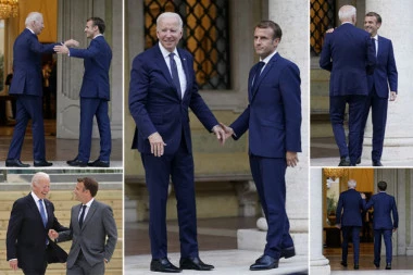MAKRON NIJE SKIDAO RUKE S DŽOA BAJDENA! Francuski predsednik posle Trampa ponovo u akciji! (FOTO)