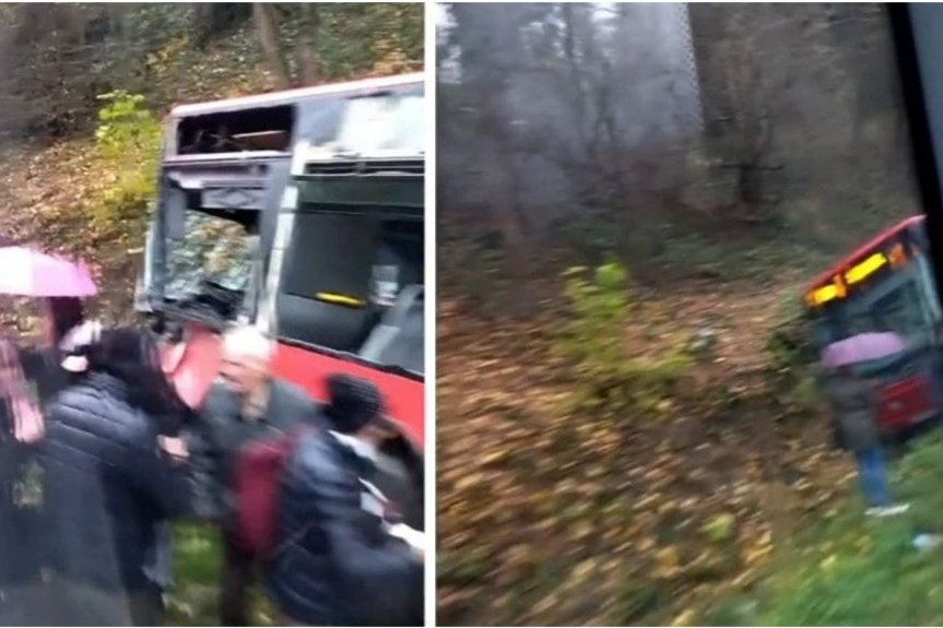 PRVE FOTOGRAFIJE SA OBRENOVAČKOG PUTA: Posle sudara sa kamionom prevrnuo se autobus pun putnika