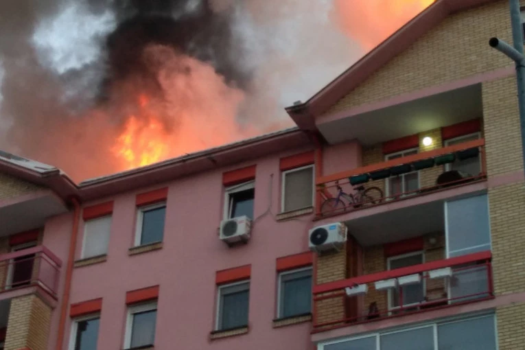 VATRA GUTA KROV NA ZGRADI U NOVOM SADU: U toku je evakuacija (FOTO)