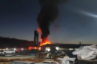 GORI FABRIKA U BEOČINU: Vatrena buktinja guta sve pred sobom (FOTO)
