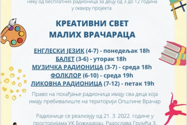 SJAJNA VEST ZA MALE VRAČARCE: Gradska opština organizuje BESPLATNE edukativno-kreativne radionice za decu od 3 do 12 godina