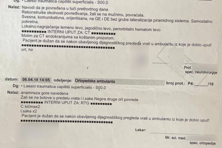 Katarina Kartašova izveštaj lekara