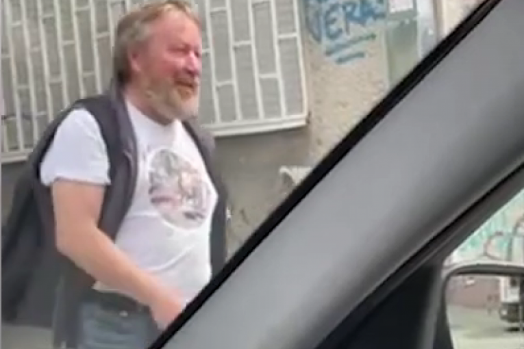 HE MADE HEADS TURN: A man walked through the center of Belgrade with an unusual pet