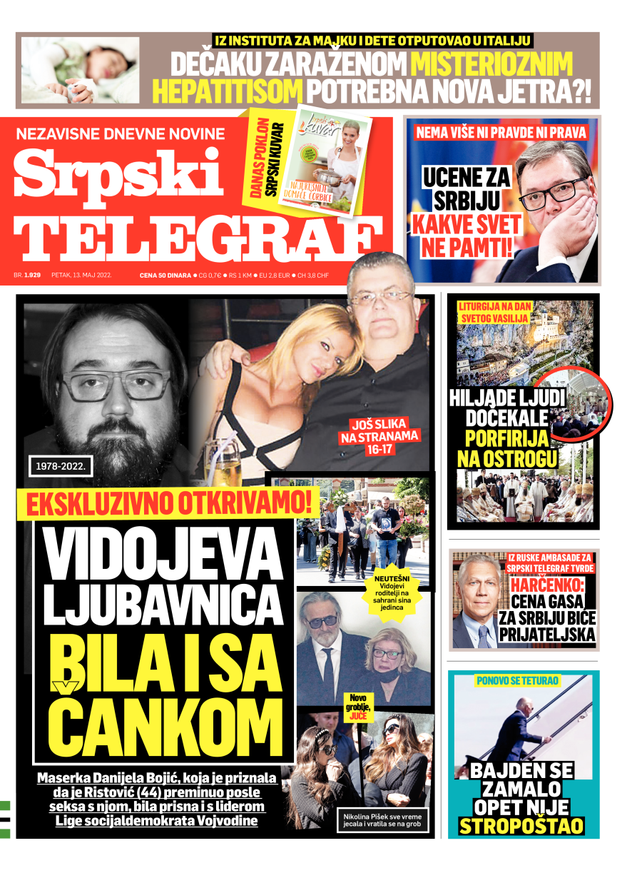 Štampano izdanje Srpkog telegrafa za 13.05.2022.