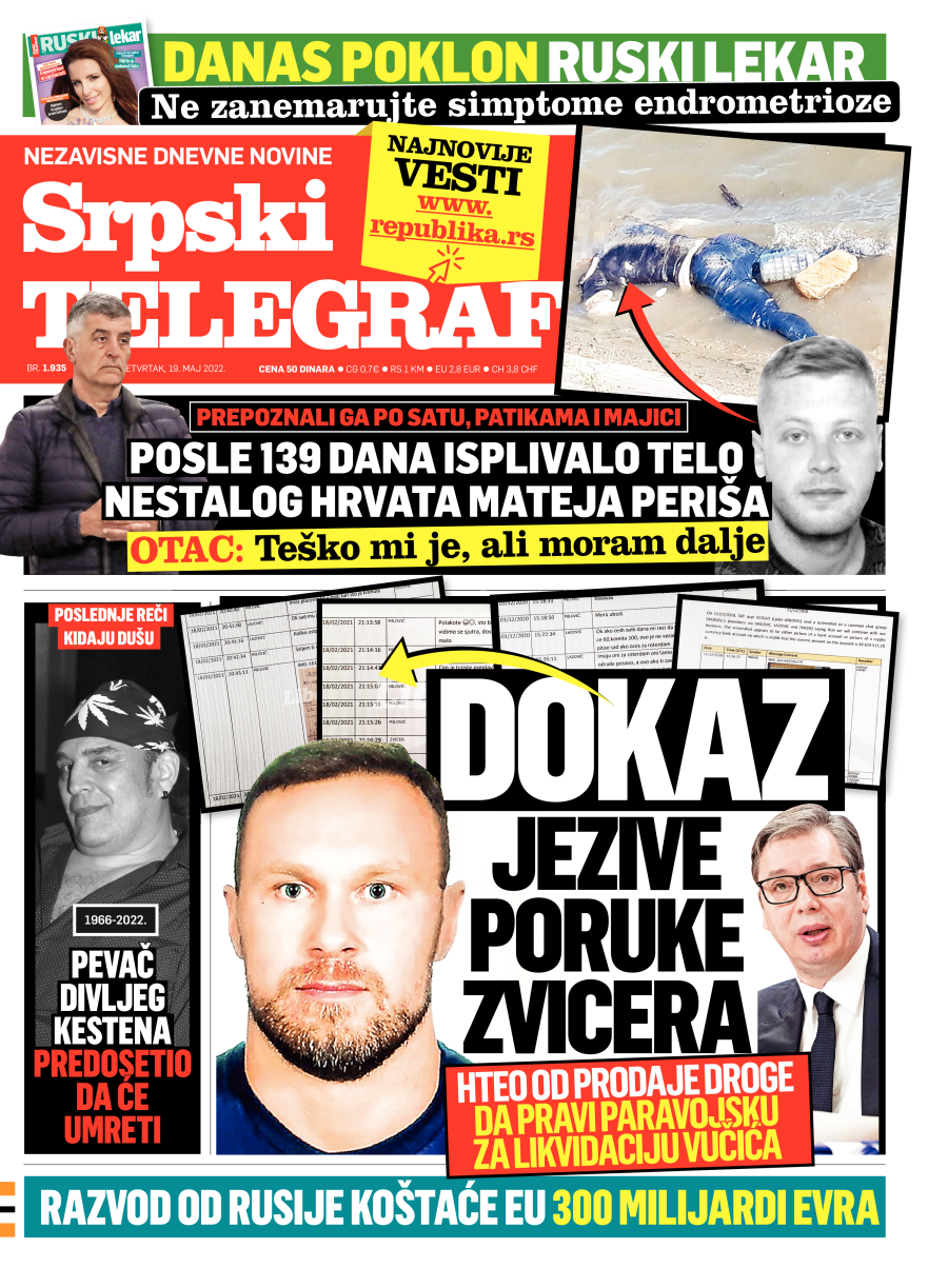 Štampano izdanje Srpskog telegrafa za 19.5.2022.