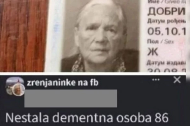 Policija od jutros traga za njom: Baka Dobrinka nestala u Zrenjaninu