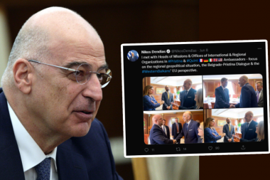 NIKOS, YOU SERB! Greek minister's tweet that is being talked about - he hid the flag from the photo!