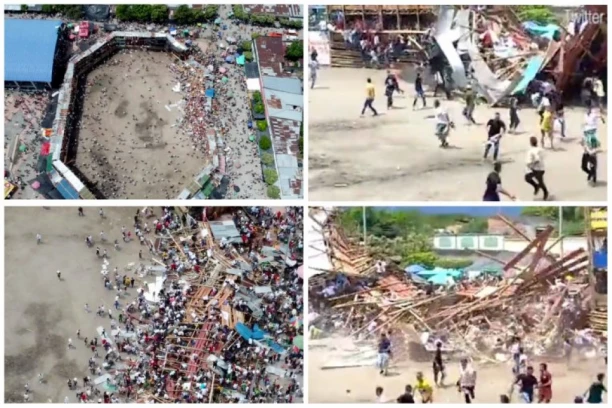 HOROR, SRUŠILA SE TRIBINA, ljudi zatrpani u trenu! Potresne scene tokom borbe bikova, najmanje četvoro mrtvih, STRADALO I DETE! (VIDEO)